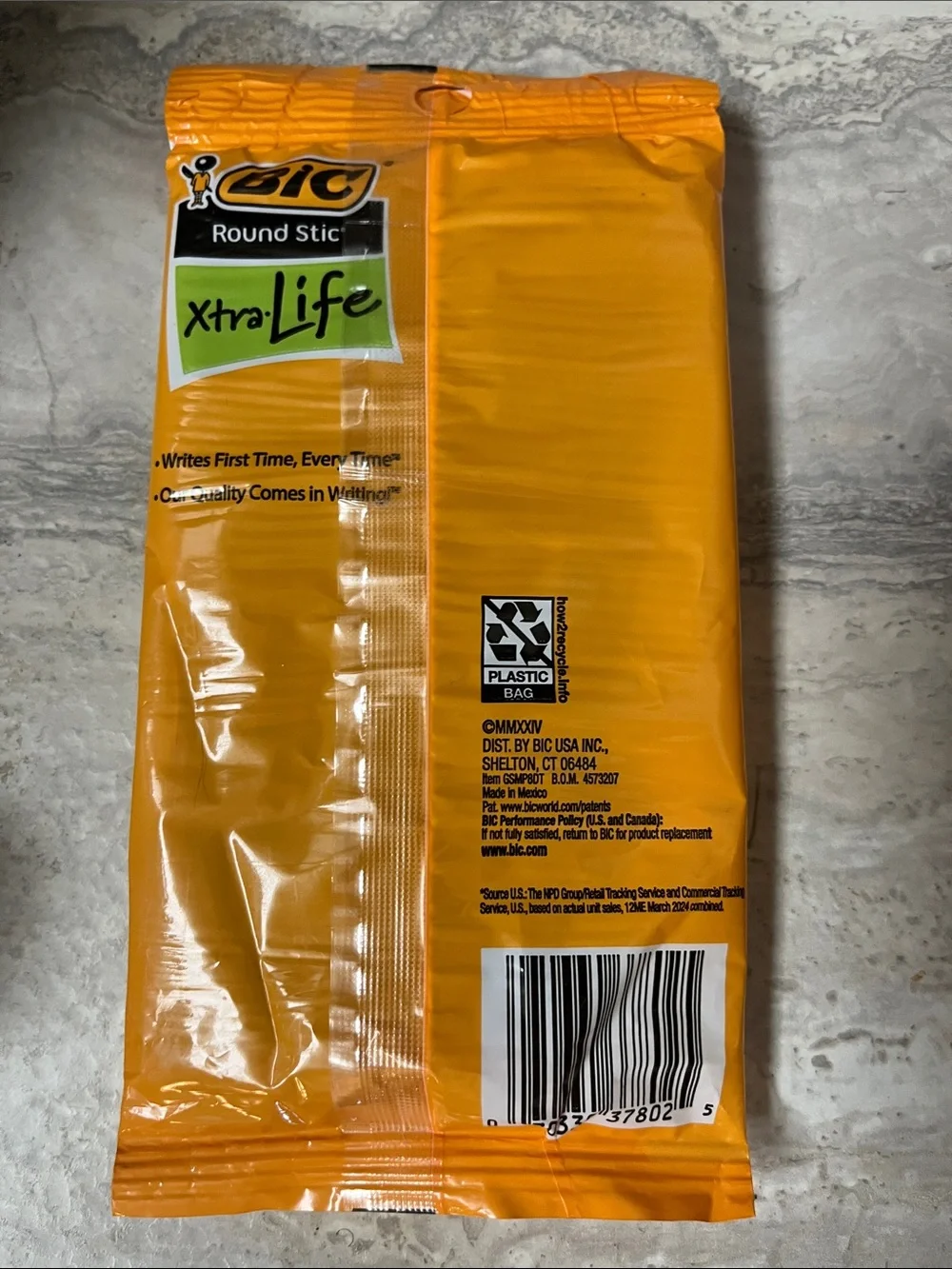 BIC Round Stic Xtra Life Ballpoint Pens - Black (8 Pack)
